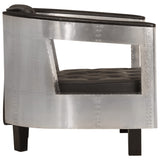 Fauteuil en style d'aviation noir cuir véritable