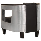 Fauteuil en style d'aviation noir cuir véritable