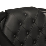Fauteuil en style d'aviation noir cuir véritable