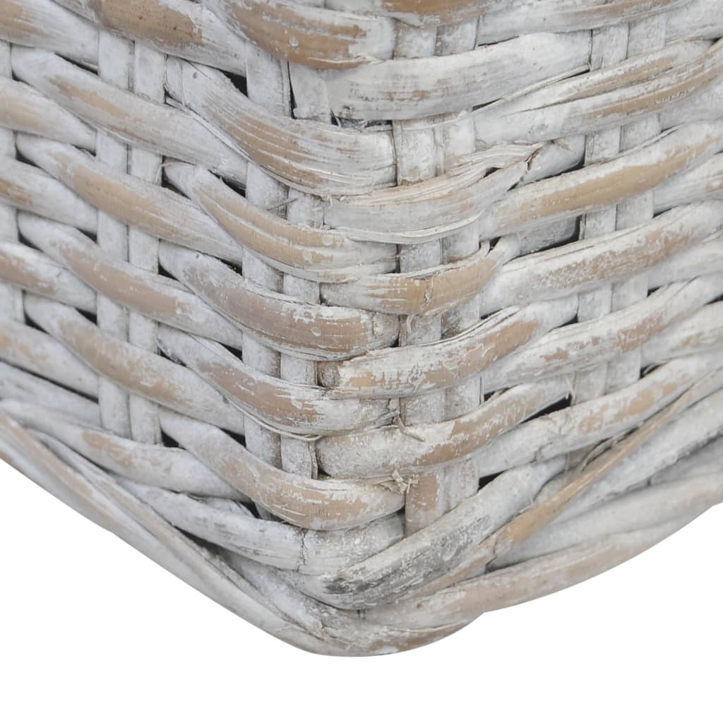 Canapé à 3 places avec coussins Gris Rotin naturel