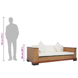 Canapé à 3 places avec coussins Marron Rotin naturel