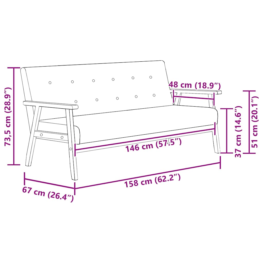 Canapé à 3 places Noir Similicuir