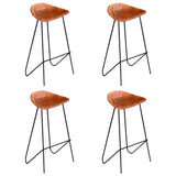 Chaises de bar lot de 4 marron cuir véritable