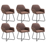 Chaises à manger lot de 6 marron tissu