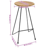 Tabourets de bar lot de 2 bois de teck massif