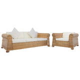 Ensemble de canapés 2 pcs avec coussins Rotin naturel