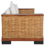 Ensemble de canapés 3 pcs avec coussins Marron Rotin naturel