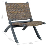 Chaise de relaxation rotin kubu naturel et bois d'acajou massif