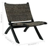 Chaise de relaxation rotin kubu naturel et bois d'acajou massif