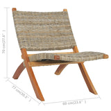 Chaise de relaxation rotin kubu naturel et bois d'acajou massif