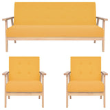Ensemble de canapés 3 pcs Tissu Jaune