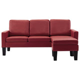Canapé à 3 places avec repose-pied Rouge bordeaux Similicuir