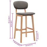 Tabourets de bar lot de 2 gris clair tissu