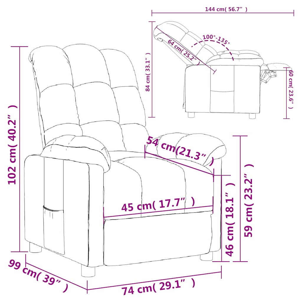 Fauteuil inclinable Gris clair Tissu