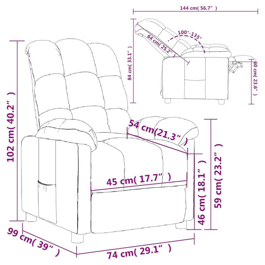 Fauteuil inclinable Marron Tissu