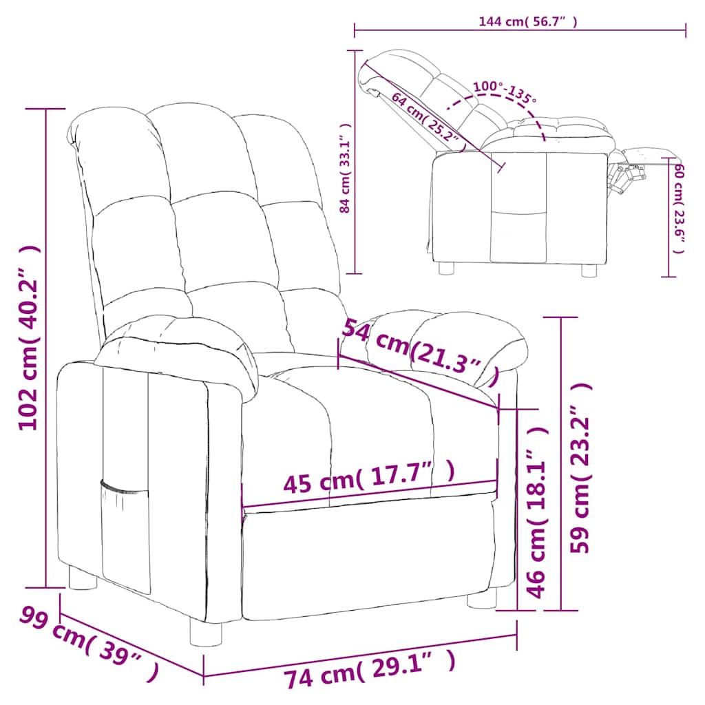 Fauteuil inclinable Taupe Tissu