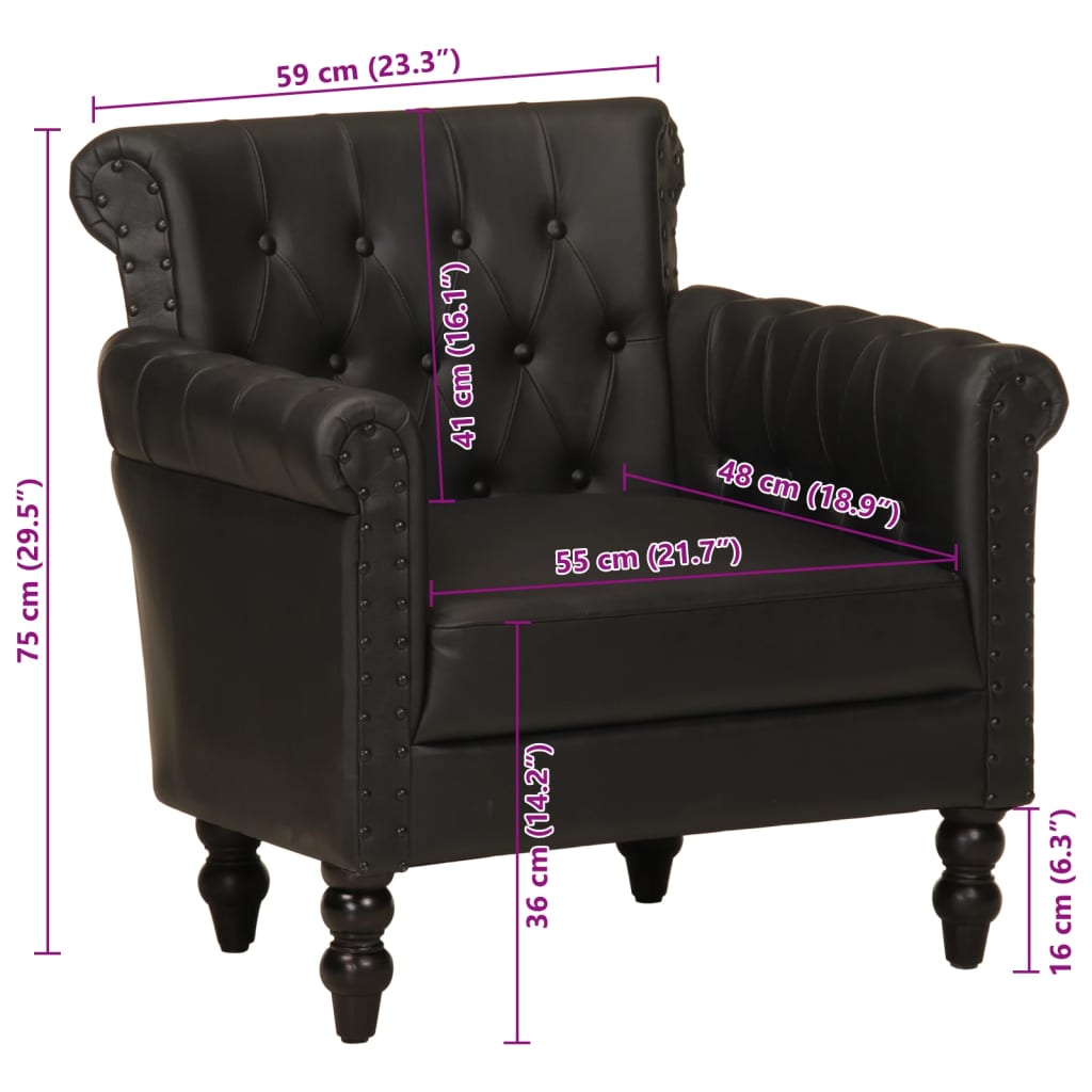 Fauteuil Noir Cuir de chèvre véritable