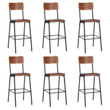 Chaises de bar lot de 6 contreplaqué solide et acier