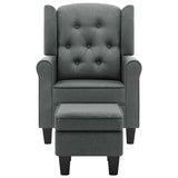Fauteuil avec repose-pied Gris clair Tissu