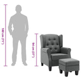 Fauteuil avec repose-pied Gris clair Tissu