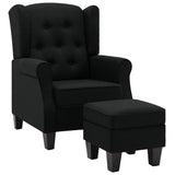 Fauteuil avec repose-pied Noir Tissu