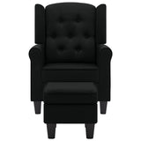 Fauteuil avec repose-pied Noir Tissu