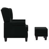 Fauteuil avec repose-pied Noir Tissu