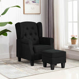 Fauteuil avec repose-pied Noir Tissu