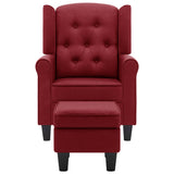 Fauteuil avec repose-pied Rouge bordeaux Tissu