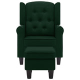 Fauteuil avec repose-pied Vert foncé Tissu