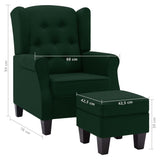 Fauteuil avec repose-pied Vert foncé Tissu