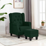 Fauteuil avec repose-pied Vert foncé Tissu