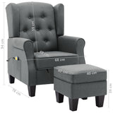 Fauteuil de massage avec repose-pied Gris clair Tissu