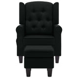 Fauteuil de massage avec repose-pied Noir Tissu