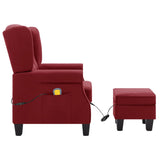 Fauteuil de massage avec repose-pied Rouge bordeaux Tissu