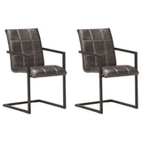 Chaises à manger cantilever lot de 2 gris cuir véritable