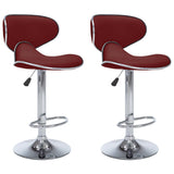 Tabourets de bar lot de 2 rouge bordeaux similicuir