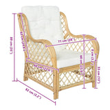 Canapé avec coussin Rotin naturel et lin