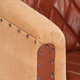 Chaise cabriolet marron cuir véritable bois de manguier massif