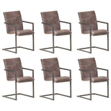 Chaises à manger cantilever lot de 6 marron cuir véritable