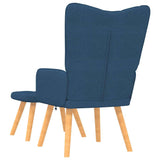 Chaise de relaxation avec tabouret Bleu Tissu