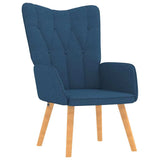 Chaise de relaxation avec tabouret Bleu Tissu