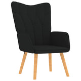 Chaise de relaxation avec tabouret Noir Tissu