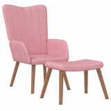 Chaise de relaxation avec repose-pied Rose Velours