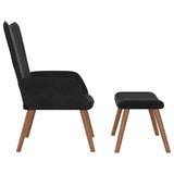 Chaise de relaxation avec repose-pied Noir Velours