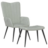 Chaise de relaxation avec repose-pied Gris clair Velours