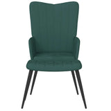 Chaise de relaxation avec tabouret Vert foncé Velours