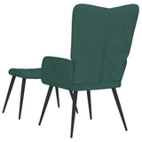 Chaise de relaxation avec tabouret Vert foncé Velours