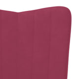 Chaise de relaxation avec tabouret Rouge bordeaux Velours