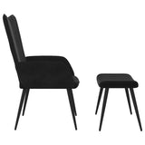 Chaise de relaxation avec tabouret Noir Velours